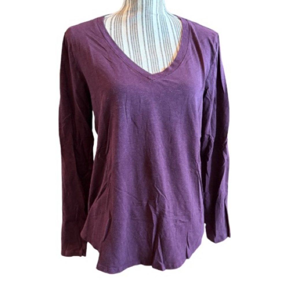 Aerie Deep Purple Long Sleeve V-Neck Tee large real soft